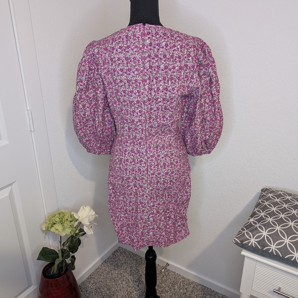 💘 Maje Floral embroidered lace print short puff sleeve dress 38 - Picture 8 of 13